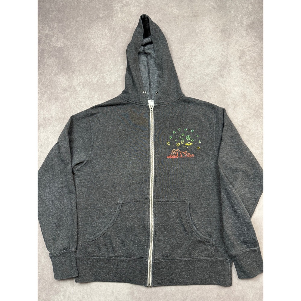 Coachella 2016 Lineup Zip Hoodie Charcoal Gray Festival Concert Merch Women M‎